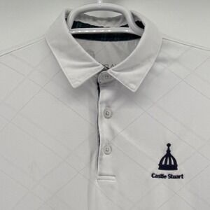 Murray Golf XL White Diamond Grid Polo Shirt Castle Stuart Logo Short Sleeve